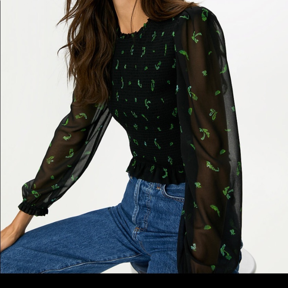 NWOT aritzia wilfred lilith blouse- with parsley leaves - Picture 2 of 5